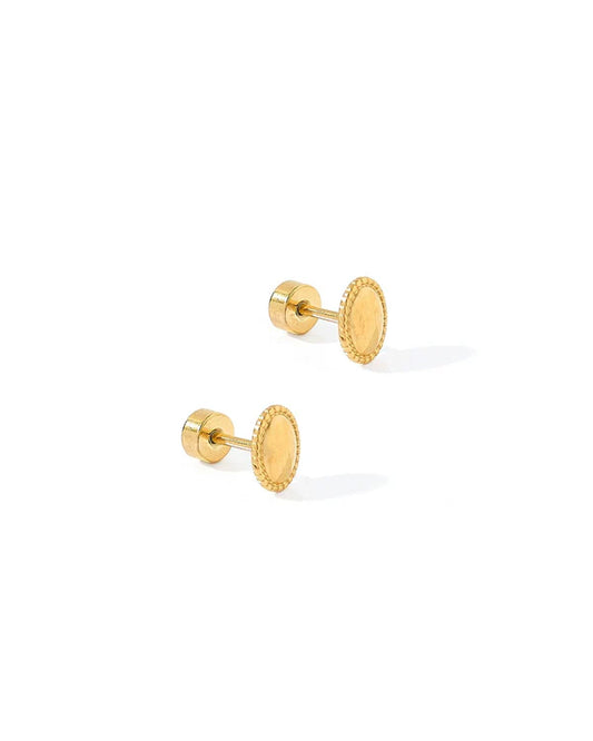 Linny Co. Screwback Stud Earrings - Drew Oval Gold
