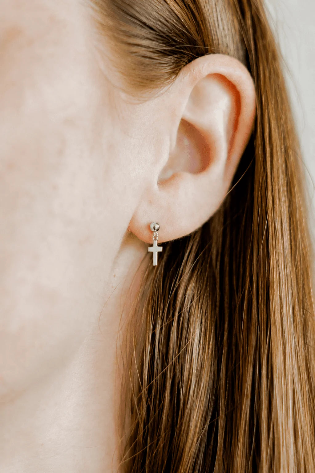 Linny Co. Screwback Stud- Millie Cross Silver