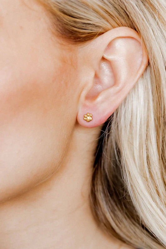 Linny Co. Screwback Stud Earrings - Paw Print Gold