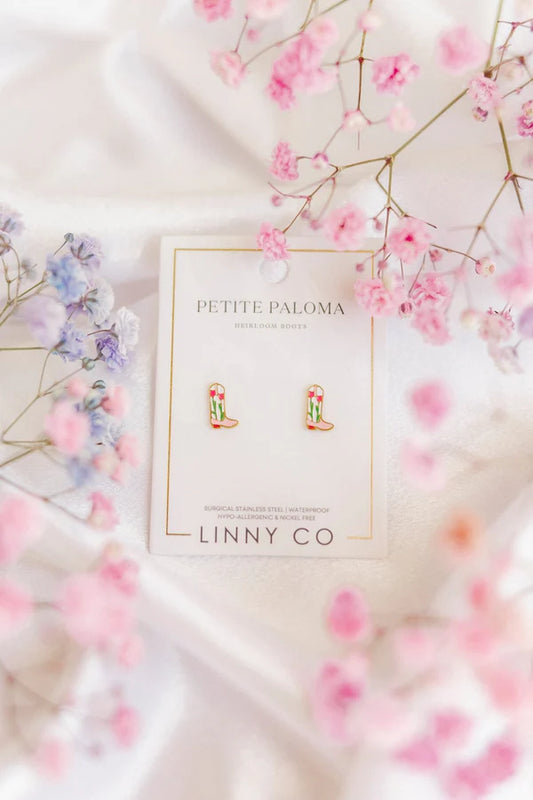 Linny Co. Screwback Stud Earrings - Tulip Cowgirl Boot