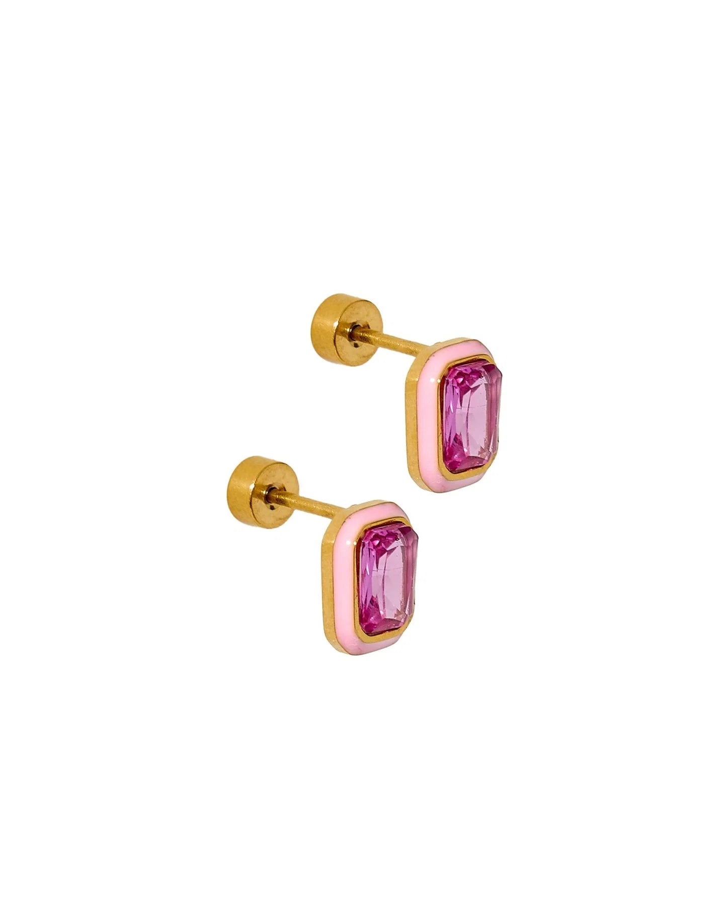 Linny Co. Screwback Stud Earrings - Whitney Bubblegum Pink