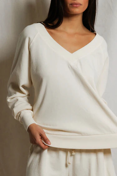 PerfectWhiteTee Sinead French Terry V Neck Sweatshirt
