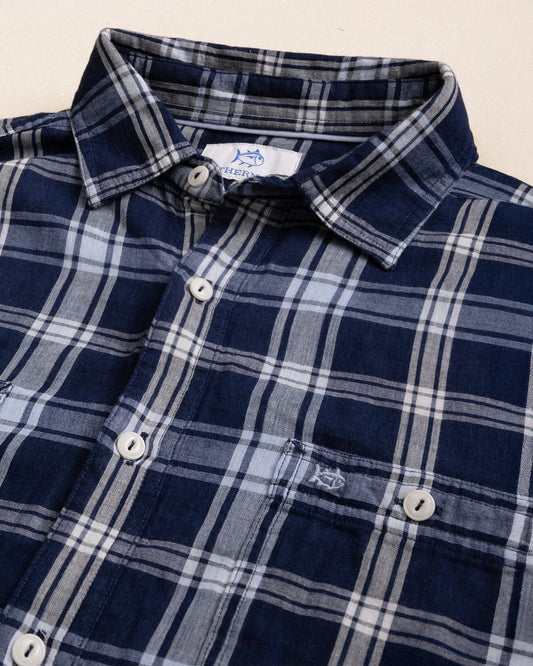 Southern Tide Men's Somerset Plaid Heather Double Cloth Long Sleeve Sport Shirt