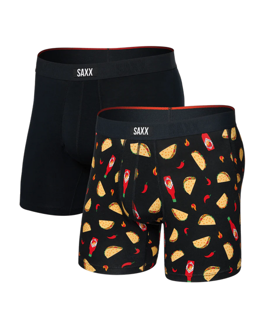 Saxx Vibe Xtra Soft Comfort (2 Pack) Soft Comfort Boxer Brief 6"- Flamin Hot
