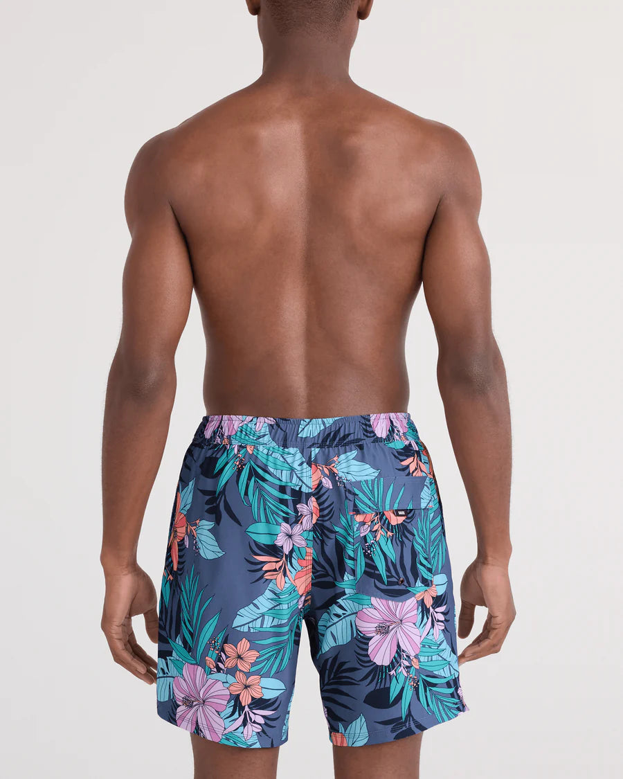 Saxx Men's Oh Buoy 2N1 Classic Swim Trunk 7" With Liner | Hibiscus Jungle