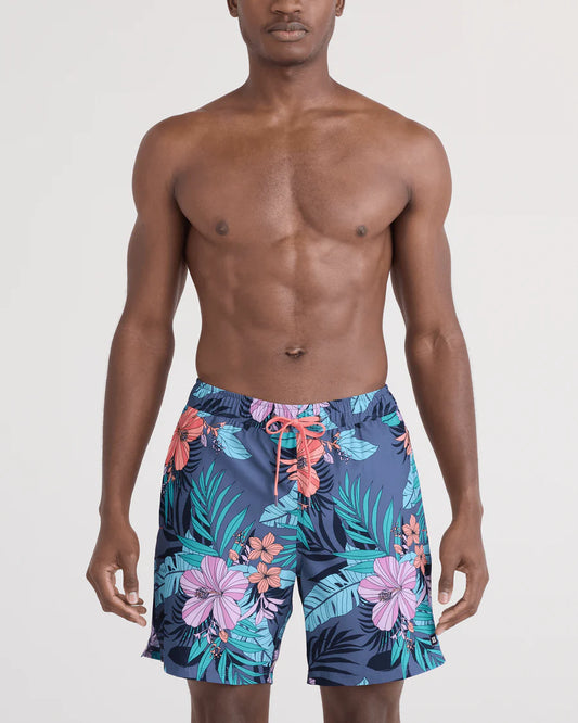 Saxx Men's Oh Buoy 2N1 Classic Swim Trunk 7" With Liner | Hibiscus Jungle