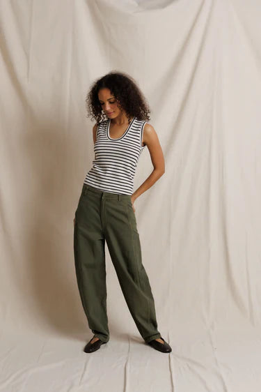 PerfectWhiteTee Tracy Striped Cotton Jersey U-Neck Tank