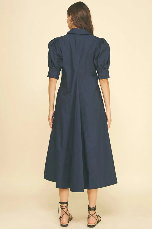 Pinch V-Neck Pleated A-Line Dress