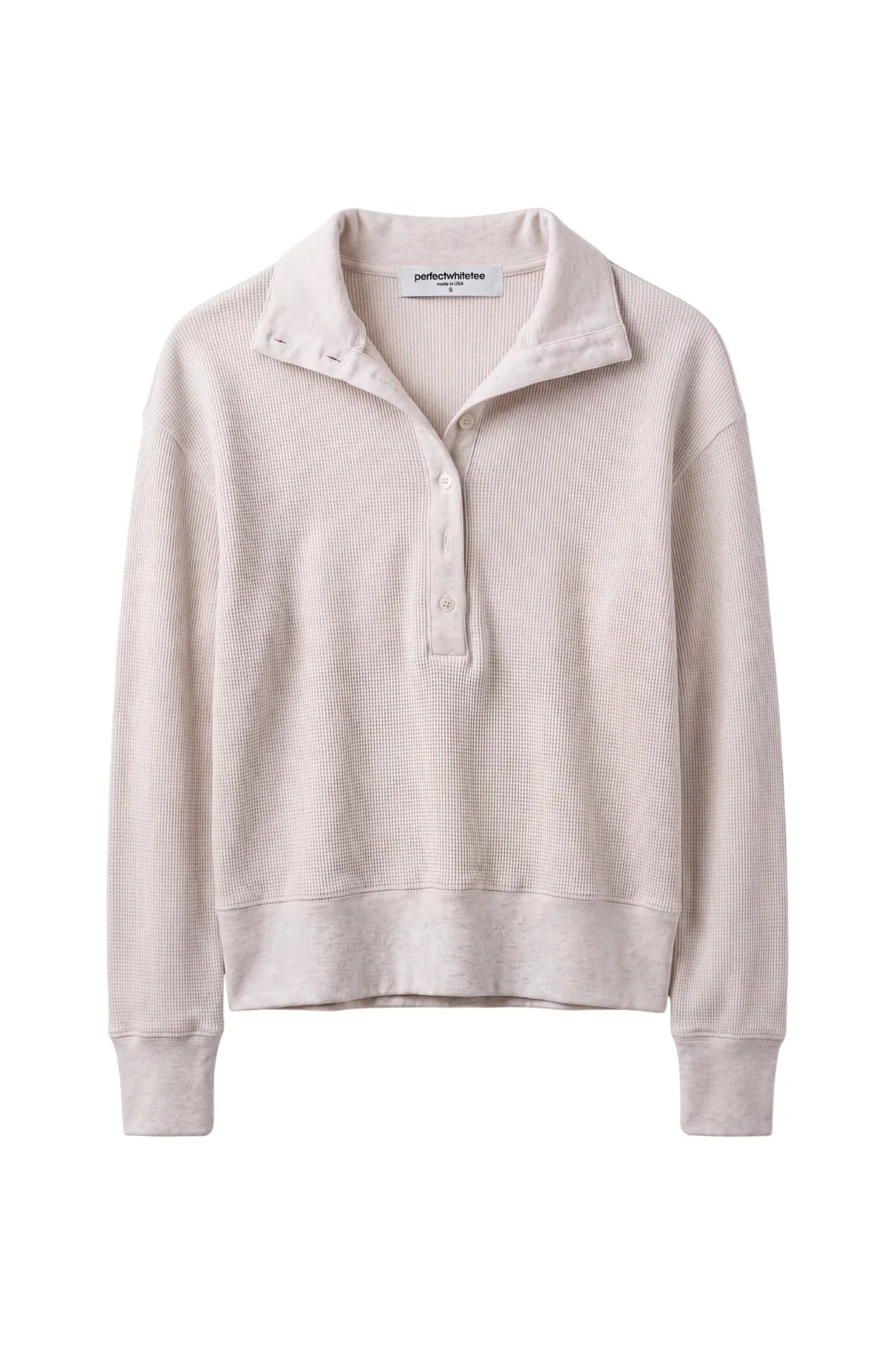 PerfectWhiteTee Zia Waffle Knit Popover Pullover